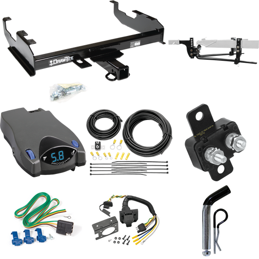 Fits 1969-1970 International 1300D Trailer Hitch Tow PKG w/ 11.5K Round Bar Weight Distribution Hitch w/ 2-5/16" Ball + Pin/Clip + Tekonsha Prodigy P2 Brake Control + 7-Way RV Wiring By Draw-Tite