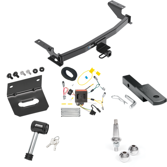 Fits 2013-2016 Mazda CX-5 Trailer Hitch Tow PKG w/ 4-Flat Wiring Harness + Draw-Bar + Interchangeable 1-7/8" & 2" Balls + Wiring Bracket + Hitch Lock By Reese Towpower