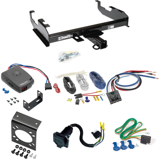 Se adapta al paquete de remolque de enganche de remolque International 1500D 1969-1971 con control de freno piloto serie Pro + adaptador de cableado BC genérico + cableado RV de 7 vías de Draw-Tite