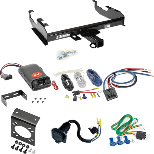 Se adapta al paquete de enganche de remolque International 1500D 1969-1971 con control de freno POD serie Pro + adaptador de cableado BC genérico + cableado RV de 7 vías de Draw-Tite