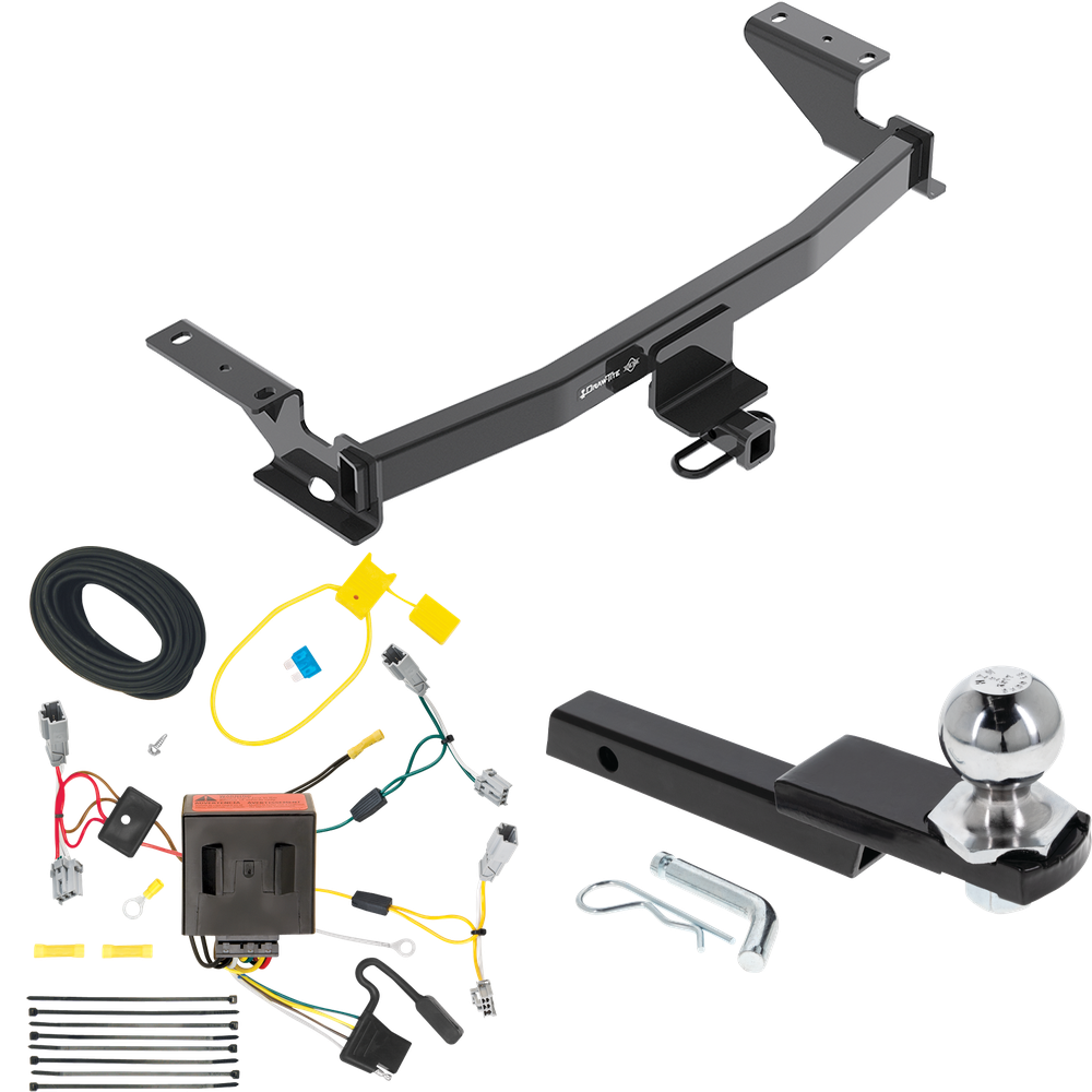 Fits 2013-2016 Mazda CX-5 Trailer Hitch Tow PKG w/ 4-Flat Wiring Harness + Interlock Starter Kit w/ 2" Ball 1-1/4" Drop 3/4" Rise By Draw-Tite