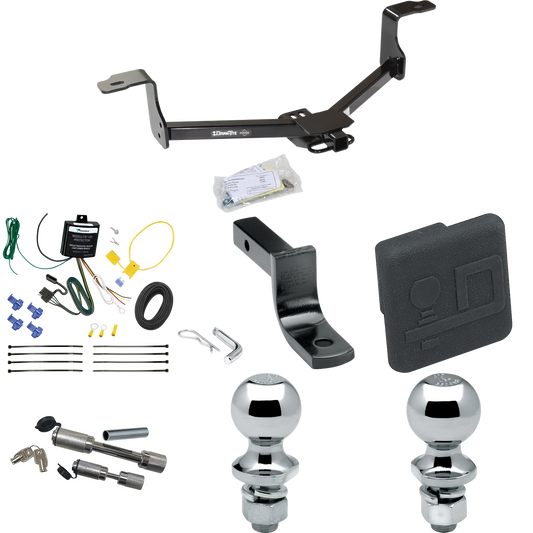 Fits 2013-2015 Honda Accord Trailer Hitch Tow PKG w/ 4-Flat Wiring Harness + Draw-Bar + 1-7/8" + 2" Ball + Hitch Cover + Dual Hitch & Coupler Locks (For Sedan, w/LED Taillights Models) By Draw-Tite