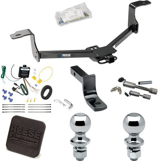 Fits 2013-2015 Honda Accord Trailer Hitch Tow PKG w/ 4-Flat Wiring Harness + Draw-Bar + 1-7/8" + 2" Ball + Hitch Cover + Dual Hitch & Coupler Locks (For Sedan, w/LED Taillights Models) By Reese Towpower