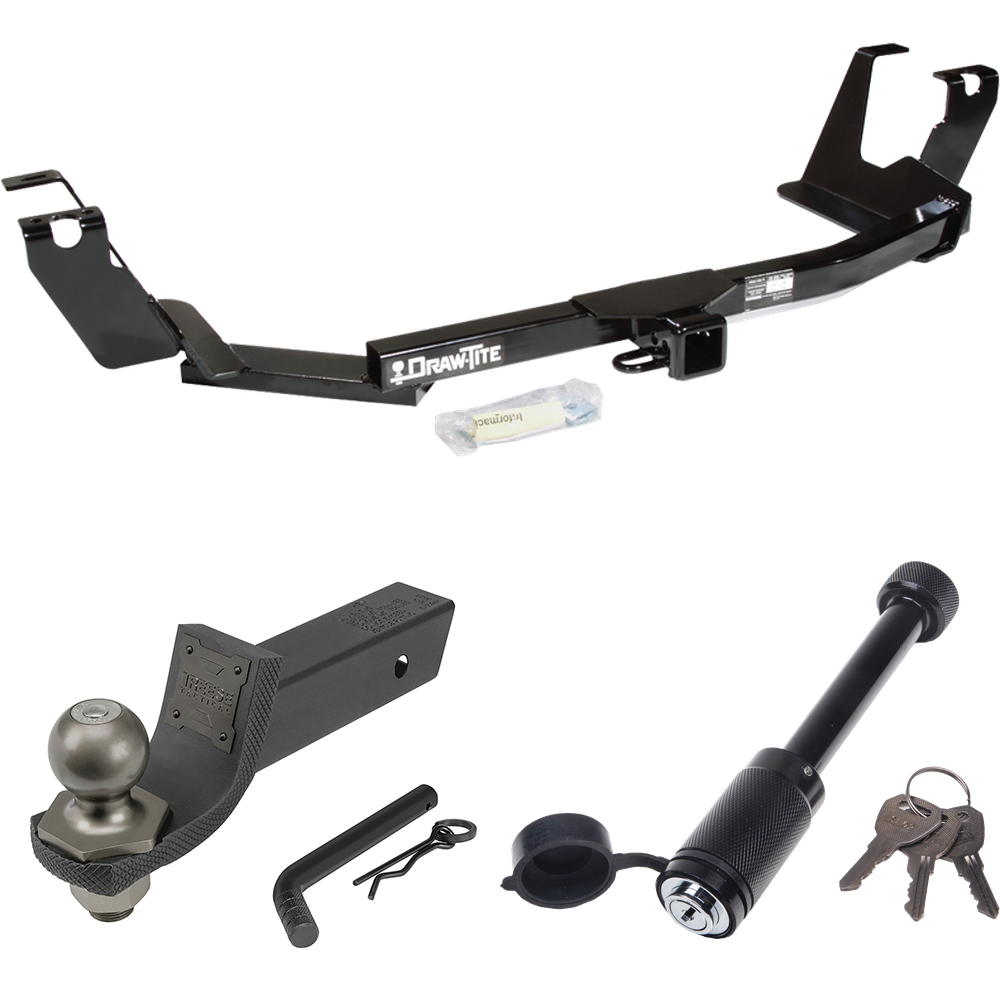 Fits 2005-2007 Dodge Grand Caravan Trailer Hitch Tow PKG + Interlock Tactical Starter Kit w/ 2" Drop & 2" Ball + Tactical Dogbone Lock (For w/Stow & Go Seats Models) By Draw-Tite