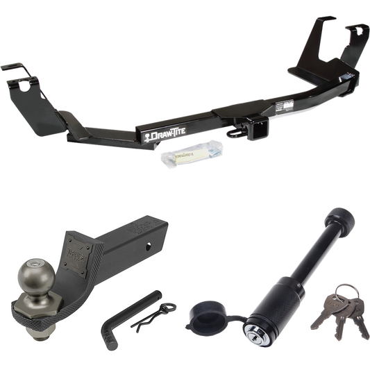 Fits 2005-2007 Dodge Grand Caravan Trailer Hitch Tow PKG + Interlock Tactical Starter Kit w/ 2" Drop & 2" Ball + Tactical Dogbone Lock (For w/Stow & Go Seats Models) By Draw-Tite