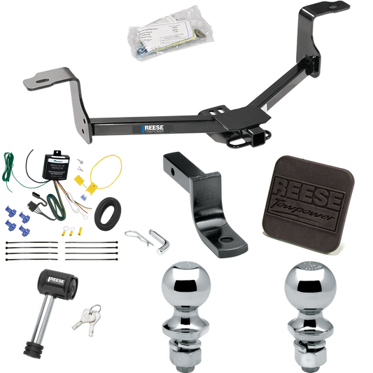 Fits 2009-2014 Acura TL Trailer Hitch Tow PKG w/ 4-Flat Wiring Harness + Draw-Bar + 1-7/8" + 2" Ball + Hitch Cover + Hitch Lock By Reese Towpower