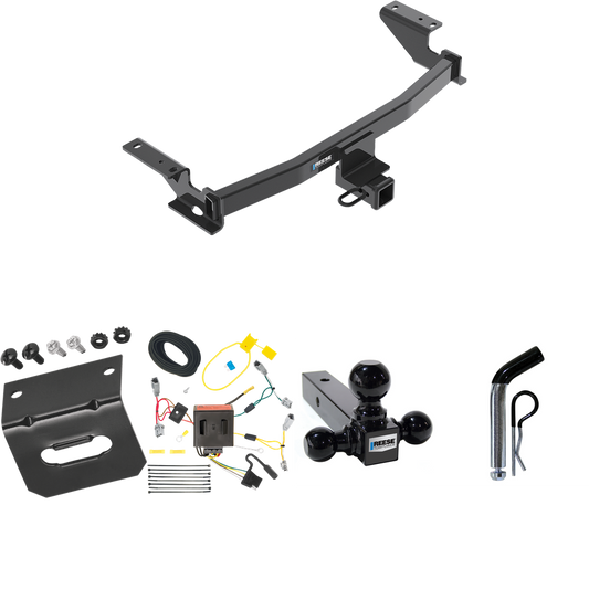 Fits 2013-2016 Mazda CX-5 Trailer Hitch Tow PKG w/ 4-Flat Wiring Harness + Triple Ball Ball Mount 1-7/8" & 2" & 2-5/16" Trailer Balls + Pin/Clip + Wiring Bracket By Reese Towpower