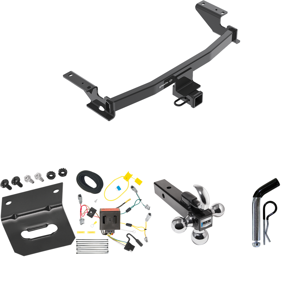 Fits 2013-2016 Mazda CX-5 Trailer Hitch Tow PKG w/ 4-Flat Wiring Harness + Triple Ball Ball Mount 1-7/8" & 2" & 2-5/16" Trailer Balls w/ Tow Hook + Pin/Clip + Wiring Bracket By Draw-Tite