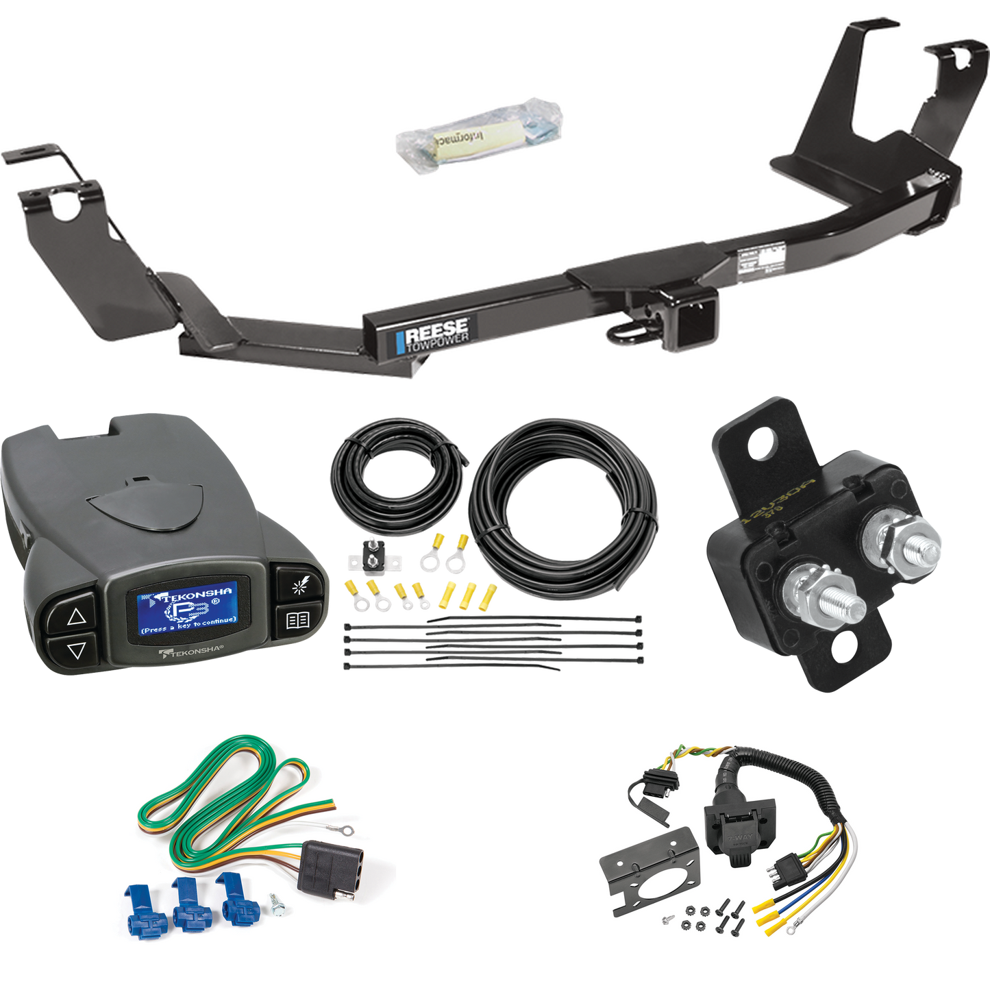 Fits 2005-2007 Dodge Grand Caravan Trailer Hitch Tow PKG w/ Tekonsha Prodigy P3 Brake Control + 7-Way RV Wiring (For w/Stow & Go Seats Models) By Reese Towpower