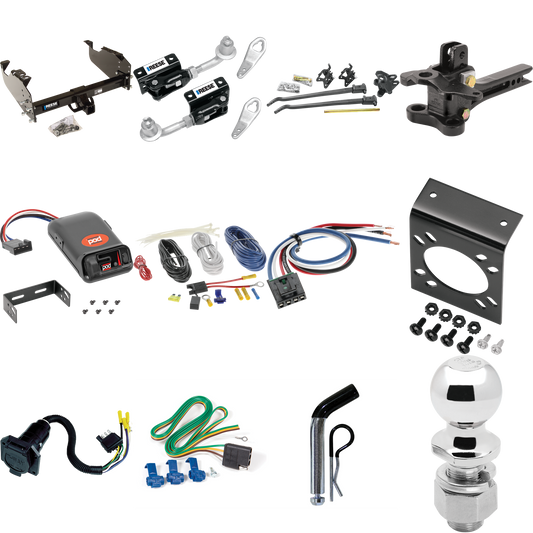 Fits 2011-2012 RAM 4500 Trailer Hitch Tow PKG w/ 17K Trunnion Bar Weight Distribution Hitch + Pin/Clip + Dual Cam Sway Control + 2-5/16" Ball + Pro Series POD Brake Control + Generic BC Wiring Adapter + 7-Way RV Wiring (For Cab & Chassis, w/34" Wide