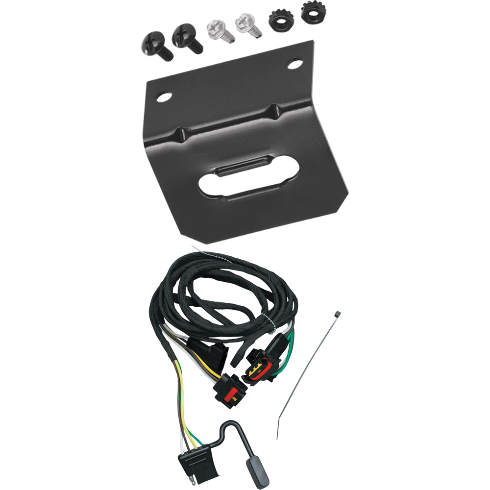 Fits 1991-1995 Chrysler Town & Country 4-Flat Vehicle End Trailer Wiring Harness + Wiring Bracket By Tekonsha