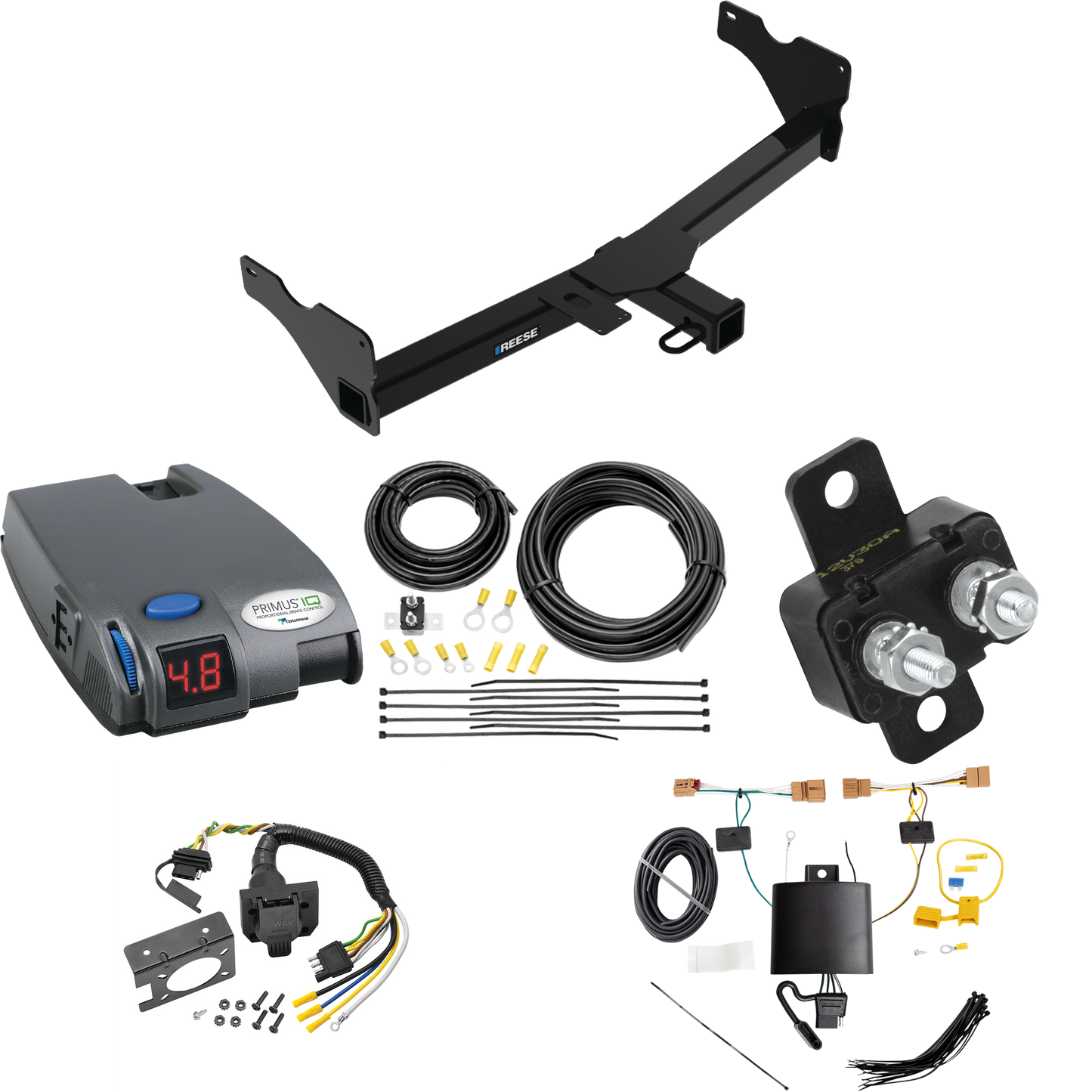 Se adapta al paquete de enganche de remolque Volkswagen Tiguan 2018-2018 con control de freno Tekonsha Primus IQ + cableado RV de 7 vías de Reese Towpower