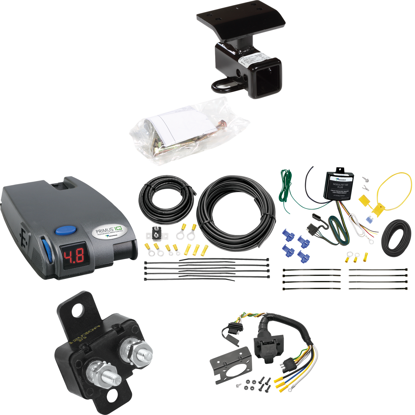 Se adapta al paquete de enganche de remolque Volkswagen Tiguan 2009-2011 con control de freno Tekonsha Primus IQ + cableado RV de 7 vías de Draw-Tite