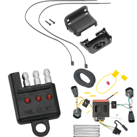 Se adapta al arnés de cableado del remolque del extremo del vehículo de 4 planos Dodge Grand Caravan 2011-2020 + soporte de cableado + probador de cableado de Tekonsha