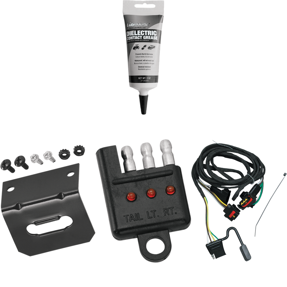 Tekonsha se adapta al arnés de cableado del remolque del extremo del vehículo de 4 planos Plymouth Voyager 1991-1995 + soporte de cableado + probador de cableado + grasa eléctrica