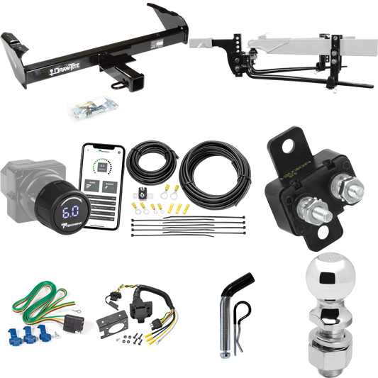 Fits 1969-1970 International 1300D Trailer Hitch Tow PKG w/ 8K Round Bar Weight Distribution Hitch w/ 2-5/16" Ball + 2" Ball + Pin/Clip + Tekonsha Prodigy iD Bluetooth Wireless Brake Control + 7-Way RV Wiring By Draw-Tite