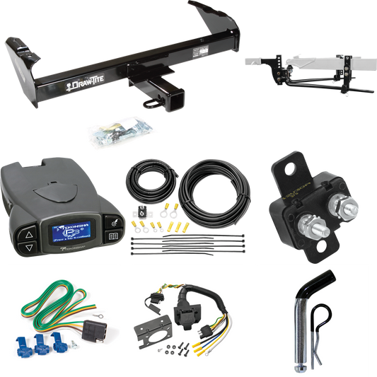 Fits 1969-1970 International 1000D Trailer Hitch Tow PKG w/ 8K Round Bar Weight Distribution Hitch w/ 2-5/16" Ball + Pin/Clip + Tekonsha Prodigy P3 Brake Control + 7-Way RV Wiring By Draw-Tite