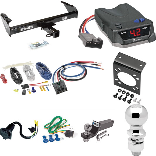 Fits 1969-1970 International 1300D Trailer Hitch Tow PKG w/ Tekonsha BRAKE-EVN Brake Control + Generic BC Wiring Adapter + 7-Way RV Wiring + 2" & 2-5/16" Ball & Drop Mount By Draw-Tite