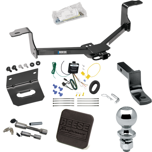 Fits 2009-2014 Acura TL Trailer Hitch Tow PKG w/ 4-Flat Wiring Harness + Draw-Bar + 2" Ball + Wiring Bracket + Hitch Cover + Dual Hitch & Coupler Locks By Reese Towpower