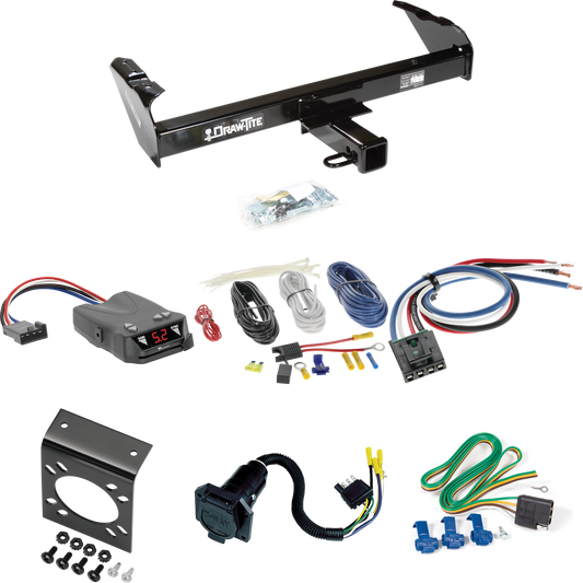 Se adapta al paquete de enganche de remolque GMC 3500 1963-1966 con control de freno Tekonsha Brakeman IV + adaptador de cableado BC genérico + cableado RV de 7 vías de Draw-Tite