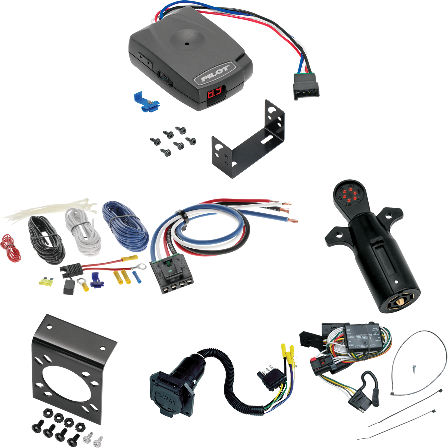 Fits 1996-2000 Dodge Caravan 7-Way RV Wiring + Pro Series Pilot Brake Control + Generic BC Wiring Adapter + 7-Way Tester By Tekonsha