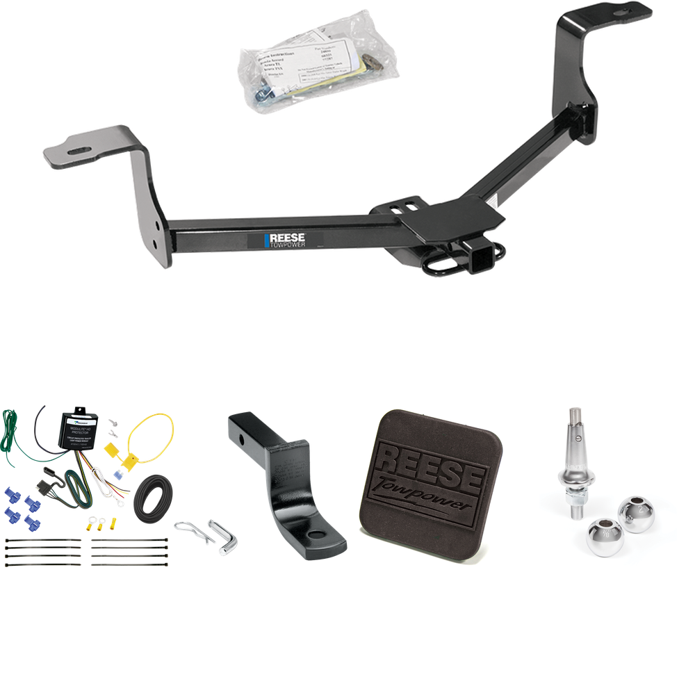 Fits 2016-2017 Honda Accord Trailer Hitch Tow PKG w/ 4-Flat Wiring Harness + Draw-Bar + Interchangeable 1-7/8" & 2" Balls + Hitch Cover (For Sedan Models) By Reese Towpower