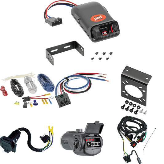 Fits 1991-1995 Plymouth Grand Voyager 7-Way RV Wiring + Pro Series POD Brake Control + Generic BC Wiring Adapter + 2 in 1 Tester & 7-Way to 4-Way Adapter By Tekonsha