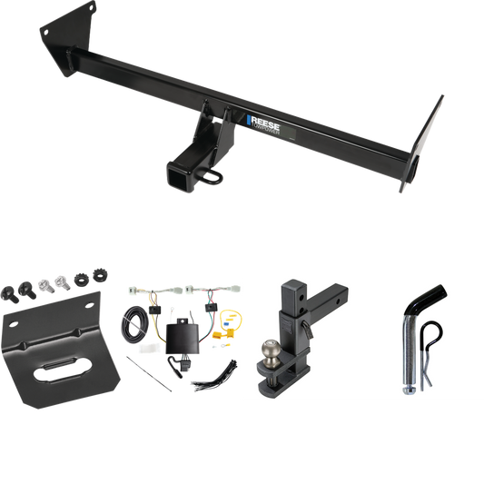 Fits 2023-2023 Mazda CX-50 Trailer Hitch Tow PKG w/ 4-Flat Wiring Harness + Adjustable Drop Rise Clevis Hitch Ball Mount w/ 2" Ball + Pin/Clip + Wiring Bracket By Reese Towpower
