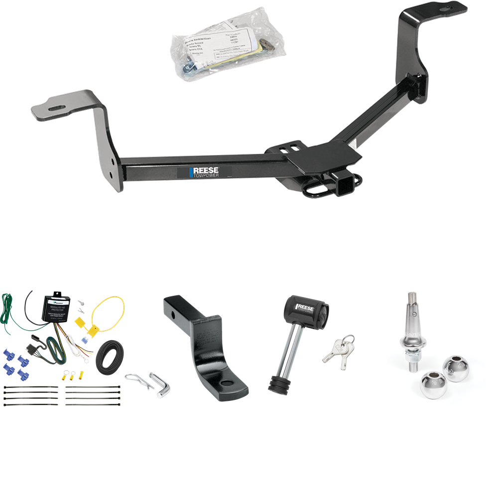 Se adapta al paquete de remolque de enganche de remolque Acura TL 2009-2014 con arnés de cableado plano de 4 + barra de tracción + bolas intercambiables de 1-7/8" y 2" + bloqueo de enganche de Reese Towpower