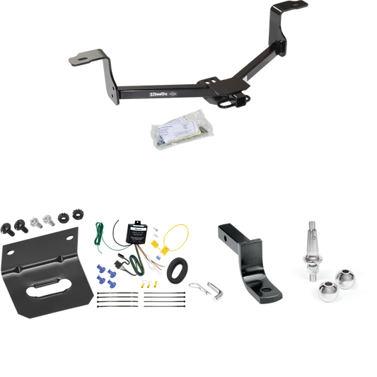 Fits 2013-2015 Honda Accord Trailer Hitch Tow PKG w/ 4-Flat Wiring Harness + Draw-Bar + Interchangeable 1-7/8" & 2" Balls + Wiring Bracket (For Coupe, w/LED Taillights Models) By Draw-Tite