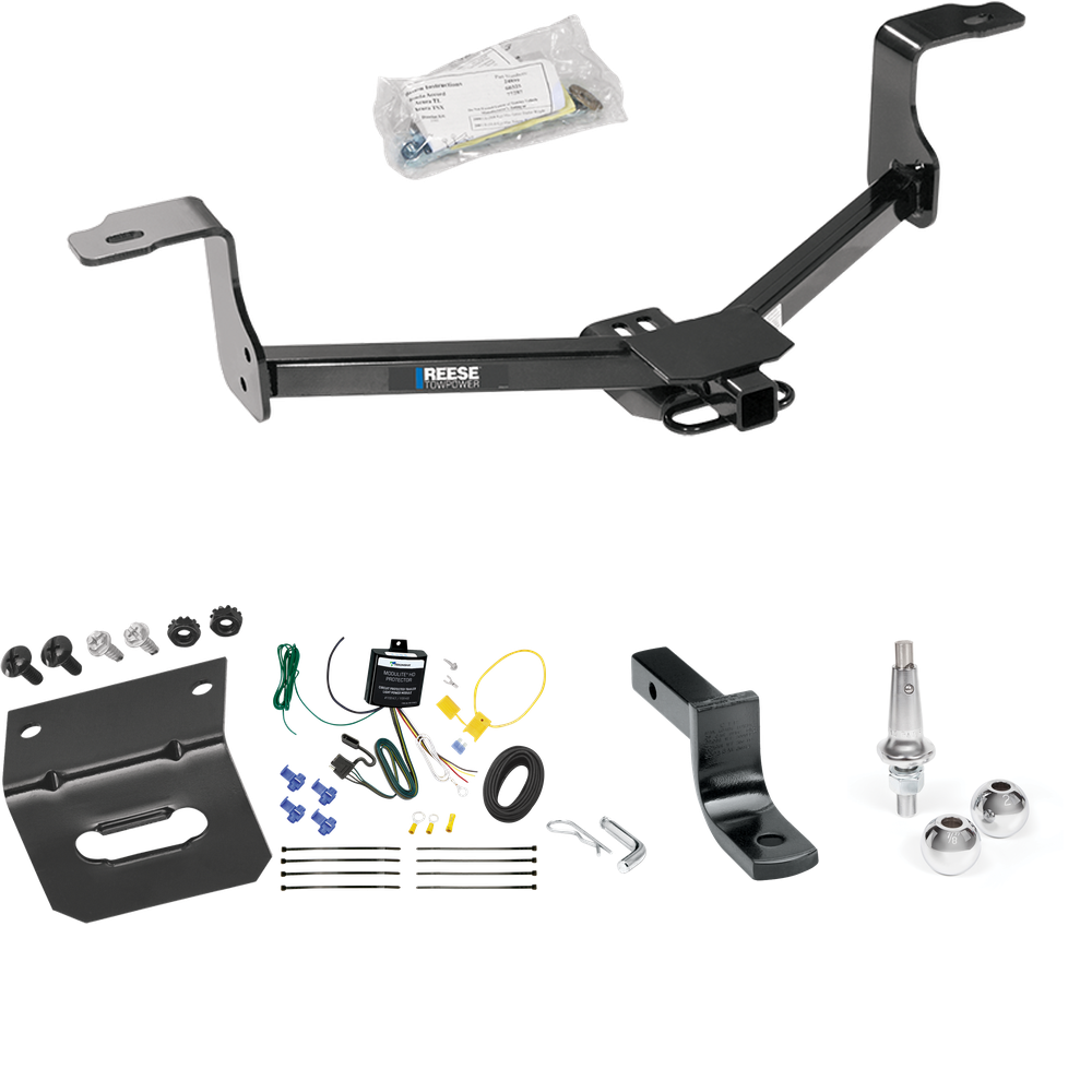 Fits 2009-2014 Acura TL Trailer Hitch Tow PKG w/ 4-Flat Wiring Harness + Draw-Bar + Interchangeable 1-7/8" & 2" Balls + Wiring Bracket By Reese Towpower