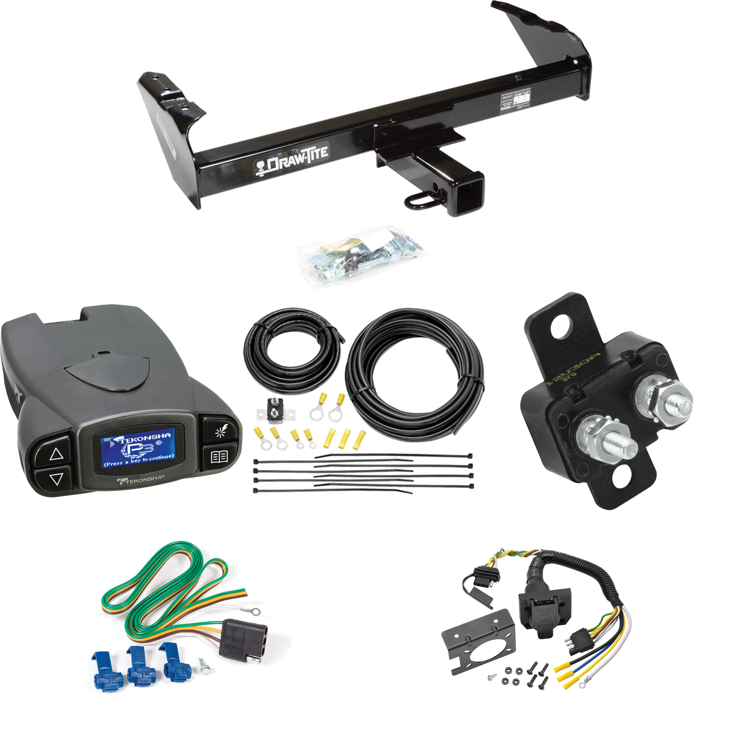 Fits 1969-1970 International 1000D Trailer Hitch Tow PKG w/ Tekonsha Prodigy P3 Brake Control + 7-Way RV Wiring By Draw-Tite