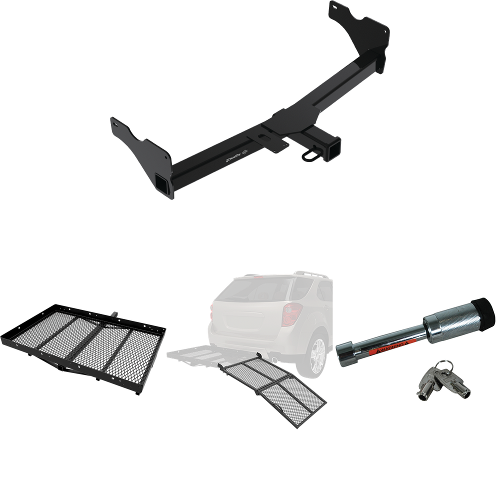 Fits 2018-2023 Volkswagen Tiguan Trailer Hitch Tow PKG w/ Cargo Carrier + Bi-Fold Ramp + Hitch Lock By Draw-Tite