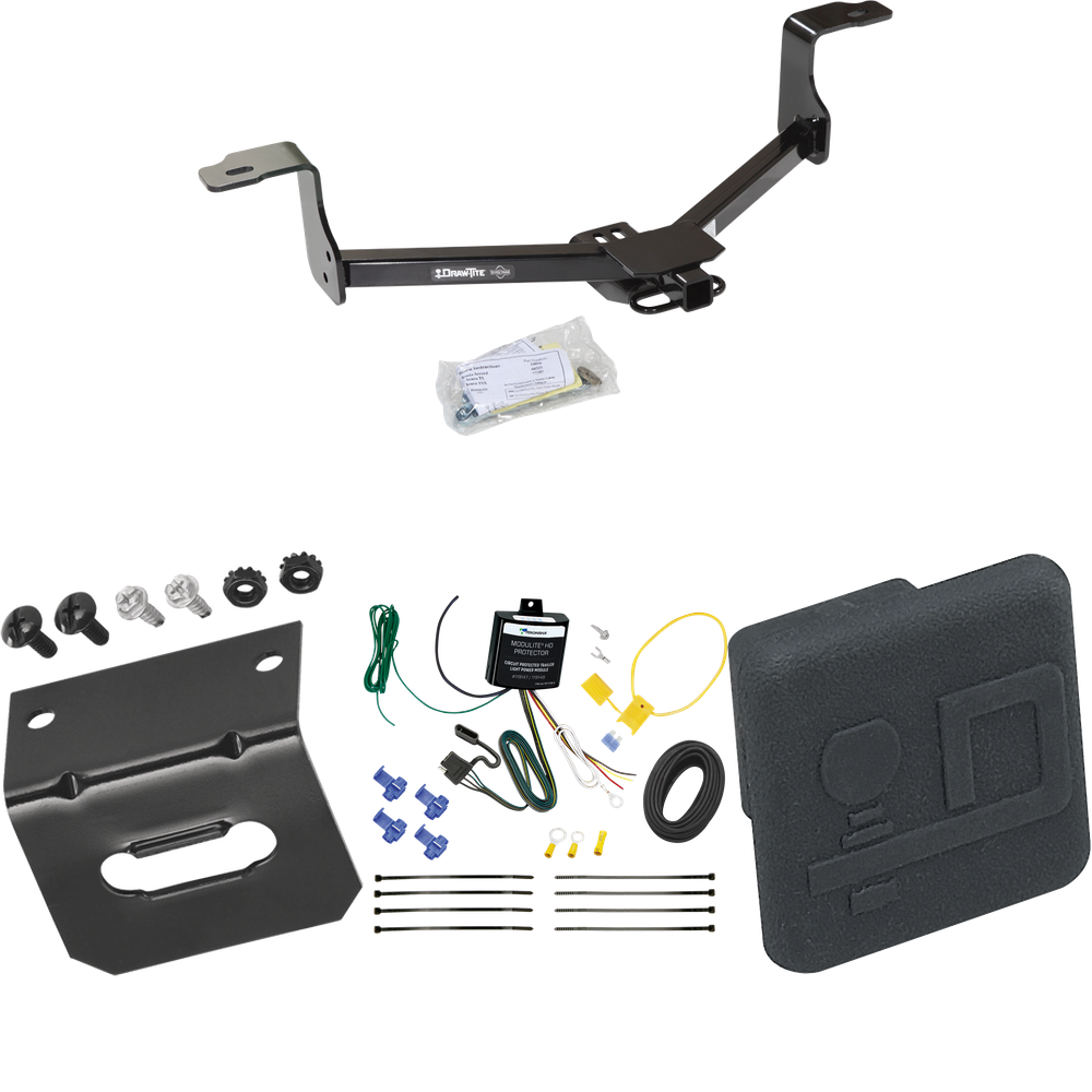 Fits 2016-2017 Honda Accord Trailer Hitch Tow PKG w/ 4-Flat Wiring Harness + Hitch Cover (For Sedan Models) By Draw-Tite