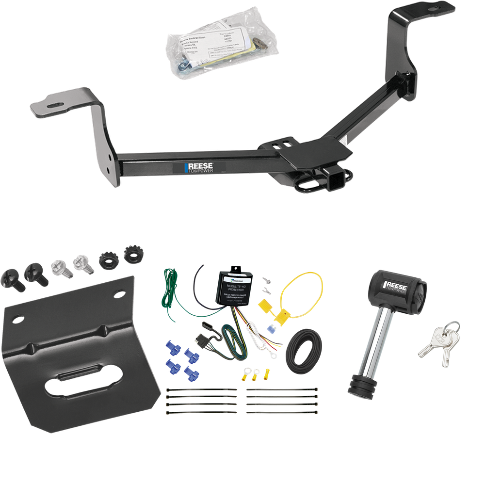 Fits 2016-2017 Honda Accord Trailer Hitch Tow PKG w/ 4-Flat Wiring Harness + Wiring Bracket + Hitch Lock (For Sedan Models) By Reese Towpower