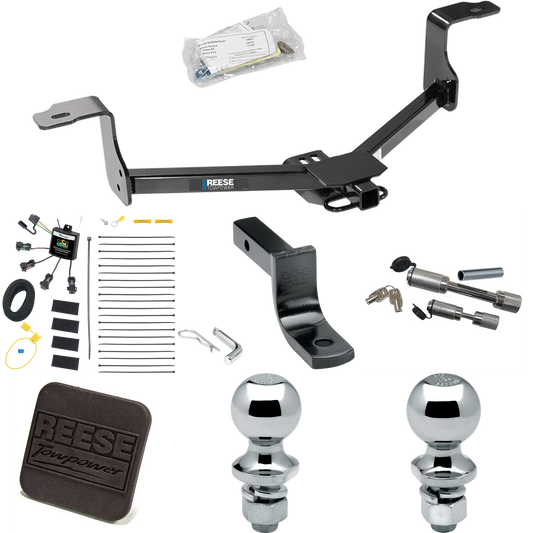 Fits 2013-2015 Honda Accord Trailer Hitch Tow PKG w/ 4-Flat Zero Contact "No Splice" Wiring Harness + Draw-Bar + 1-7/8" + 2" Ball + Hitch Cover + Dual Hitch & Coupler Locks (For Sedan, w/LED Taillights Models) By Reese Towpower