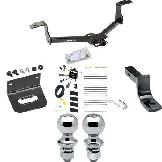 Fits 2013-2015 Honda Accord Trailer Hitch Tow PKG w/ 4-Flat Zero Contact "No Splice" Wiring Harness + Draw-Bar + 1-7/8" + 2" Ball + Wiring Bracket (For Sedan, w/LED Taillights Models) By Draw-Tite