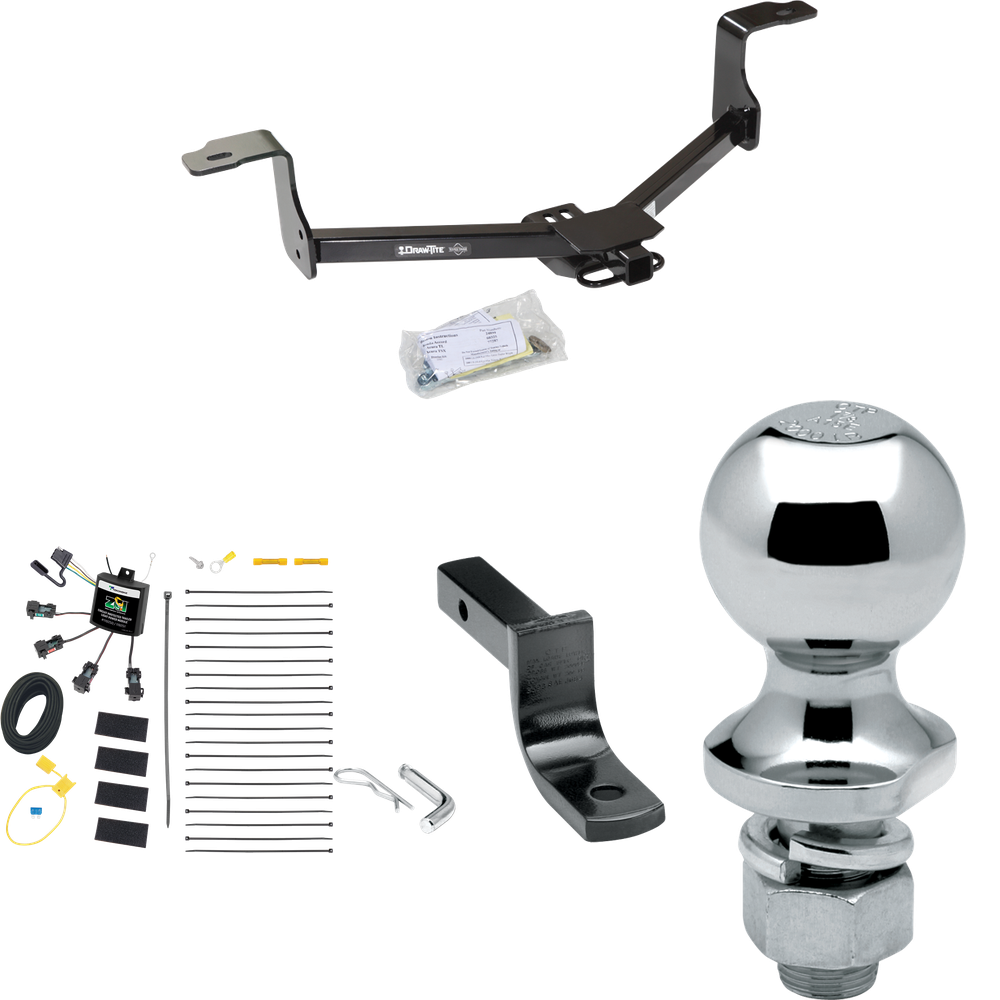 Fits 2009-2014 Acura TL Trailer Hitch Tow PKG w/ 4-Flat Zero Contact "No Splice" Wiring Harness + Draw-Bar + 1-7/8" Ball By Draw-Tite