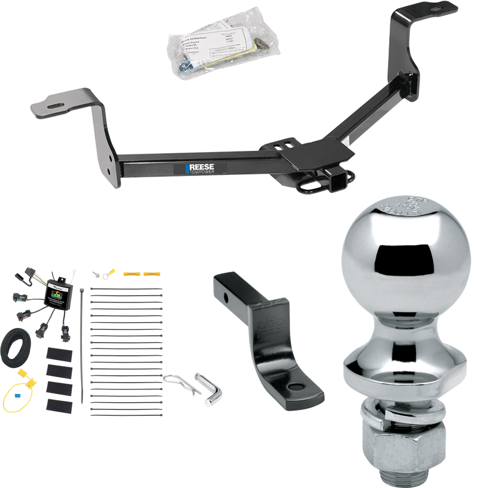 Fits 2009-2014 Acura TL Trailer Hitch Tow PKG w/ 4-Flat Zero Contact "No Splice" Wiring Harness + Draw-Bar + 1-7/8" Ball By Reese Towpower