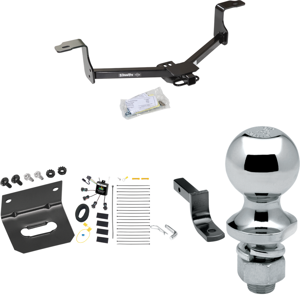 Se adapta al paquete de enganche de remolque Honda Accord 2013-2015 con arnés de cableado de 4 contactos planos "sin empalme" + barra de tracción + bola de 1-7/8" + soporte de cableado (para modelos sedán, con luces traseras LED) por Draw -Tita