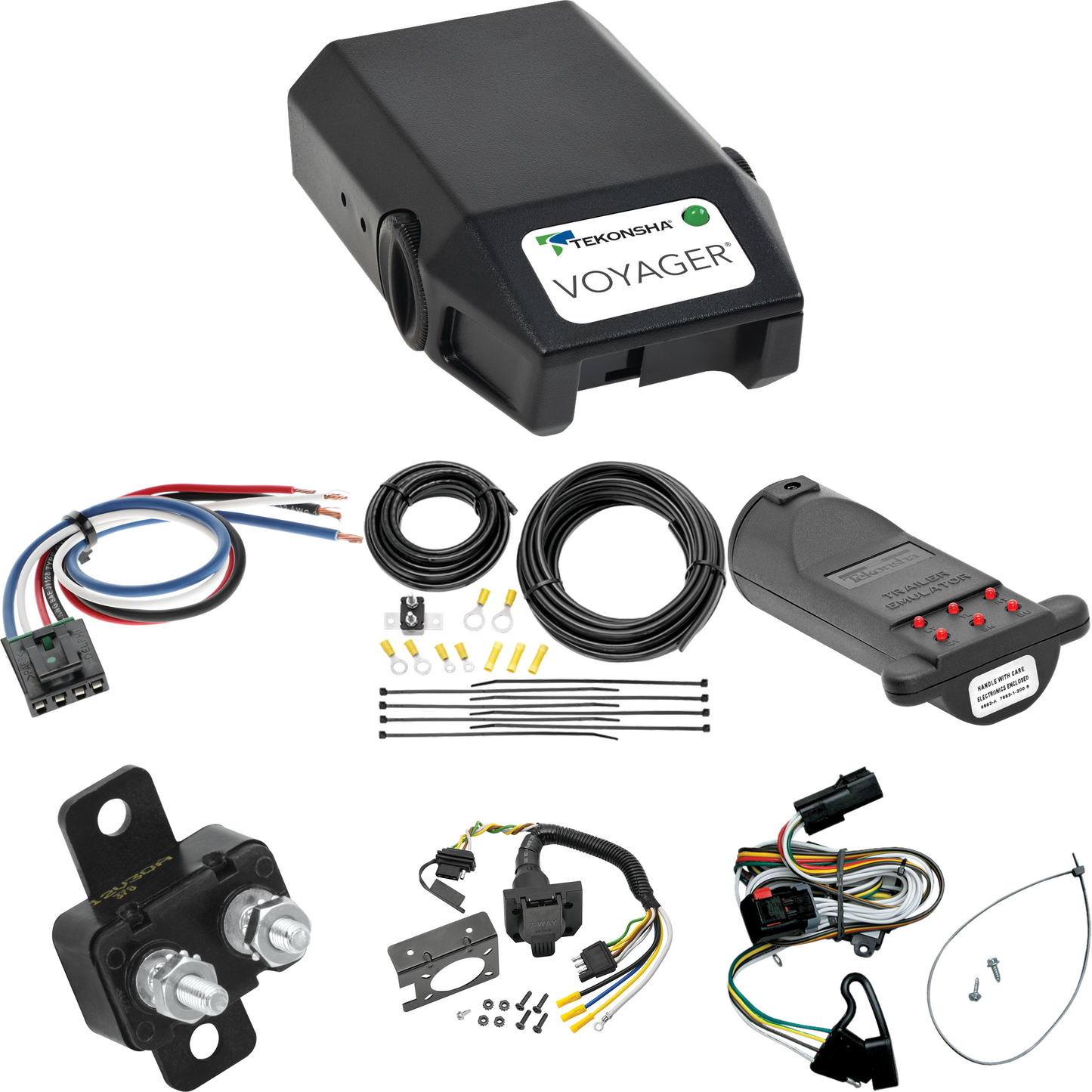 Fits 2001-2003 Dodge Caravan 7-Way RV Wiring + Tekonsha Voyager Brake Control + Generic BC Wiring Adapter + 7-Way Tester and Trailer Emulator By Tekonsha