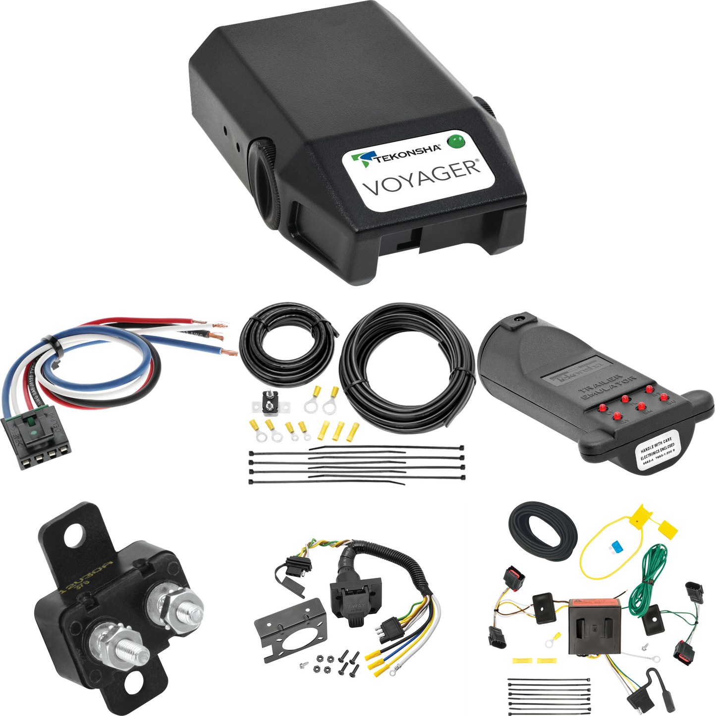 Fits 2008-2010 Chrysler Town & Country 7-Way RV Wiring + Tekonsha Voyager Brake Control + Generic BC Wiring Adapter + 7-Way Tester and Trailer Emulator By Tekonsha