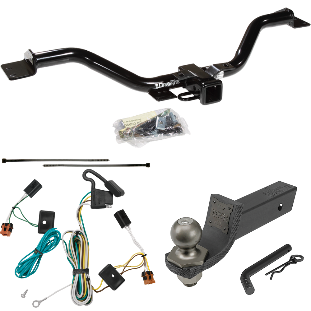 Fits 2007-2012 GMC Acadia Trailer Hitch Tow PKG w/ 4-Flat Wiring + Interlock Tactical Starter Kit w/ 2" Drop & 2" Ball By Draw-Tite