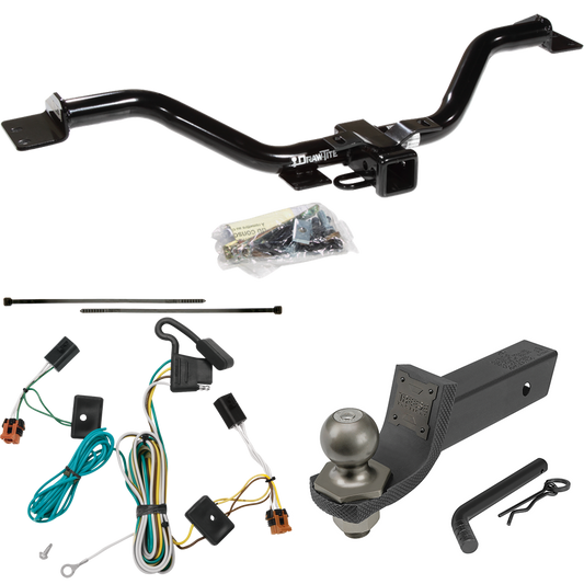 Fits 2007-2012 GMC Acadia Trailer Hitch Tow PKG w/ 4-Flat Wiring + Interlock Tactical Starter Kit w/ 2" Drop & 2" Ball By Draw-Tite