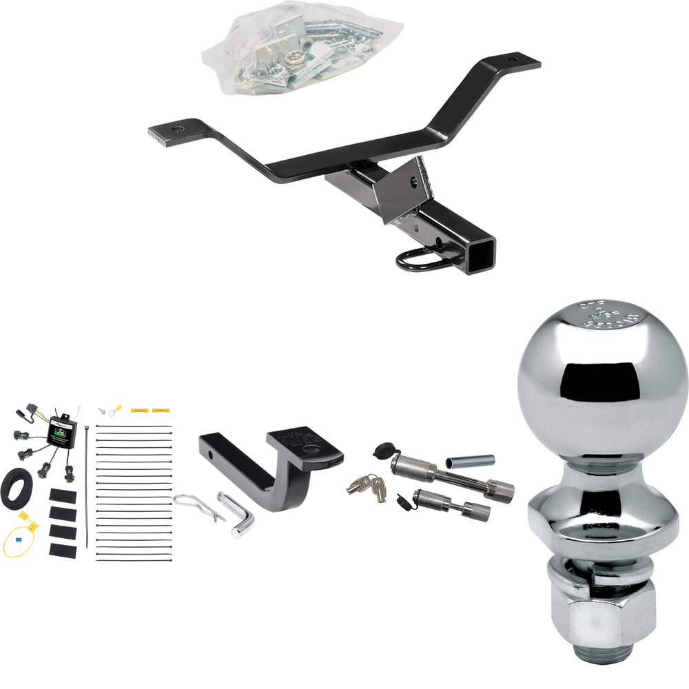 Se adapta al paquete de remolque con enganche de remolque Acura TL 2004-2008 con arnés de cableado de 4 contactos planos "sin empalme" + barra de tracción + bola de 2" + enganche doble y cerraduras de acoplador de Reese Towpower