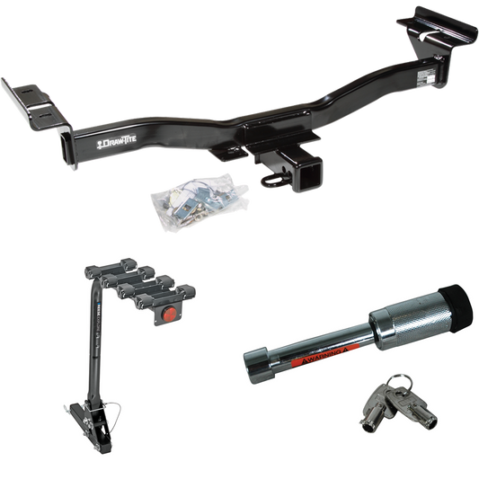 Fits 2007-2012 Mazda CX-7 Trailer Hitch Tow PKG w/ 4 Bike Carrier Rack + Hitch Lock By Draw-Tite