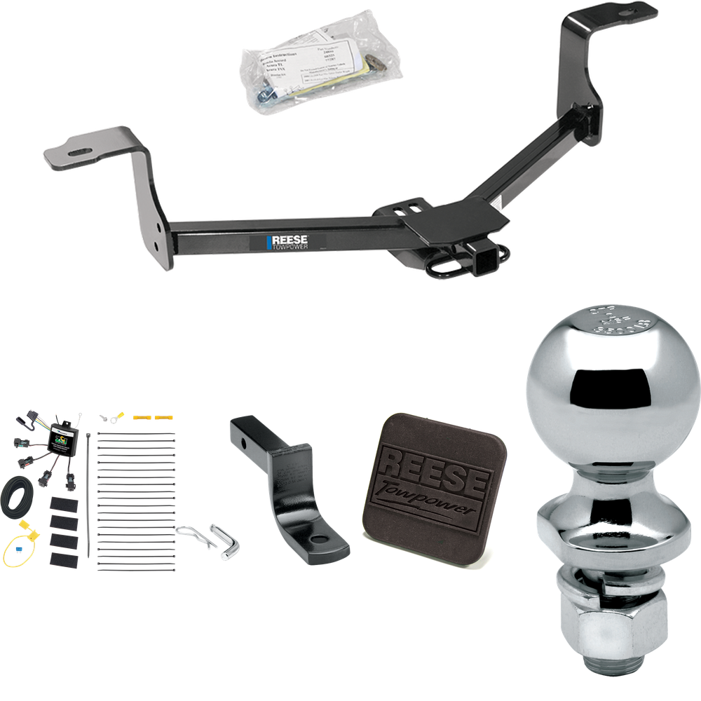 Se adapta al paquete de remolque con enganche de remolque Acura TL 2009-2014 con arnés de cableado de 4 contactos planos "sin empalme" + barra de tracción + bola de 2" + cubierta de enganche de Reese Towpower