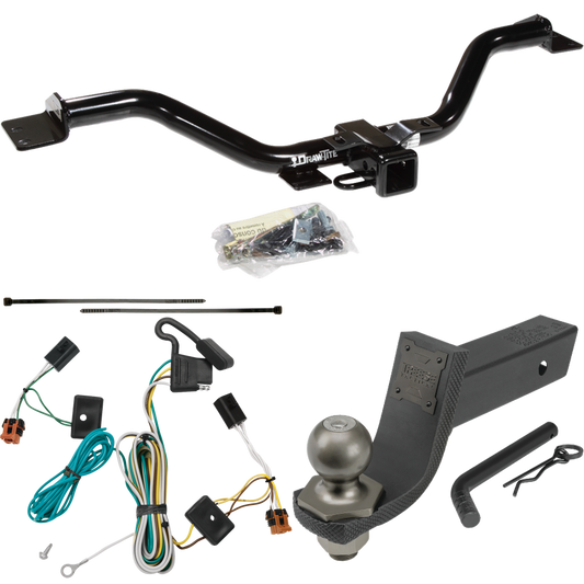 Fits 2007-2012 GMC Acadia Trailer Hitch Tow PKG w/ 4-Flat Wiring + Interlock Tactical Starter Kit w/ 3-1/4" Drop & 2" Ball By Draw-Tite