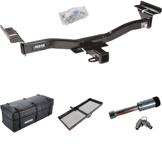 Fits 2007-2012 Mazda CX-7 Trailer Hitch Tow PKG w/ 48" x 20" Cargo Carrier + Cargo Bag + Hitch Lock By Reese Towpower