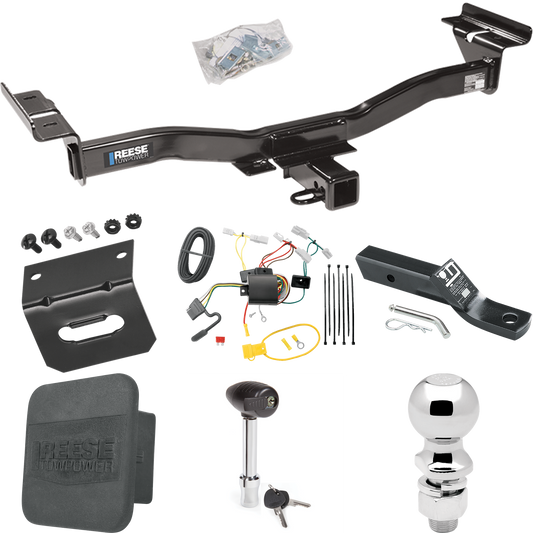 Fits 2007-2012 Mazda CX-7 Trailer Hitch Tow PKG w/ 4-Flat Wiring + Ball Mount w/ 2" Drop + 2-5/16" Ball + Wiring Bracket + Hitch Lock + Hitch Cover By Reese Towpower